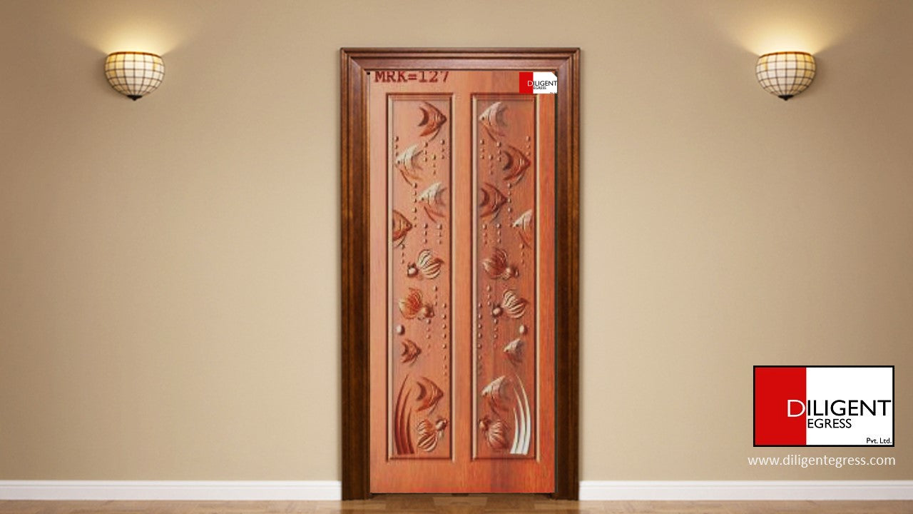 Teak door Double Leaf DEMRK127 Fish